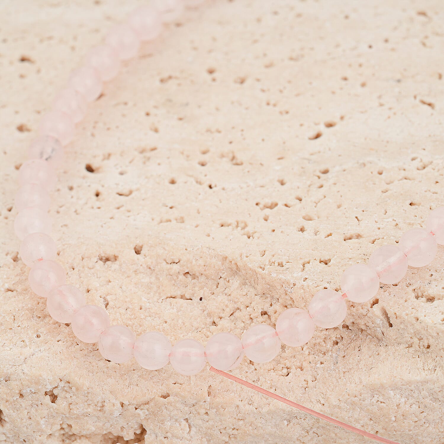 GCS Round Galilea Rose Quartz Beaded Strand (16 Inches) 47.75 ctw
