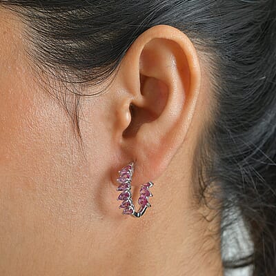 EverTrue Lotus Garnet 5.00 ctw Hoop Earrings in Platinum Bond