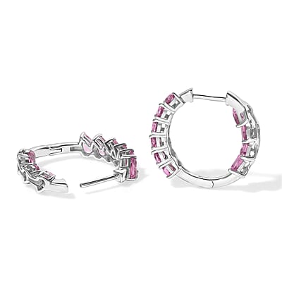 EverTrue Lotus Garnet 5.00 ctw Hoop Earrings in Platinum Bond