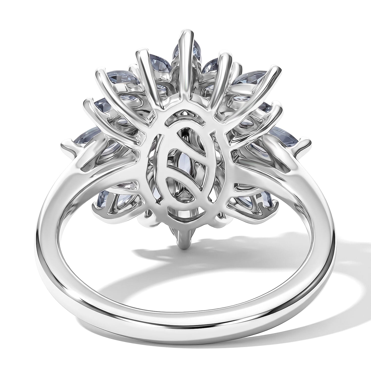 EverTrue Green Blue Tanzanite 2.20 ctw Cluster Ring in Platinum Bond (Size 6.0)