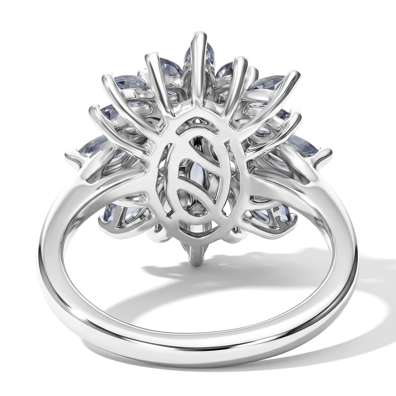 EverTrue Green Blue Tanzanite 2.20 ctw Cluster Ring in Platinum Bond (Size 6.0)