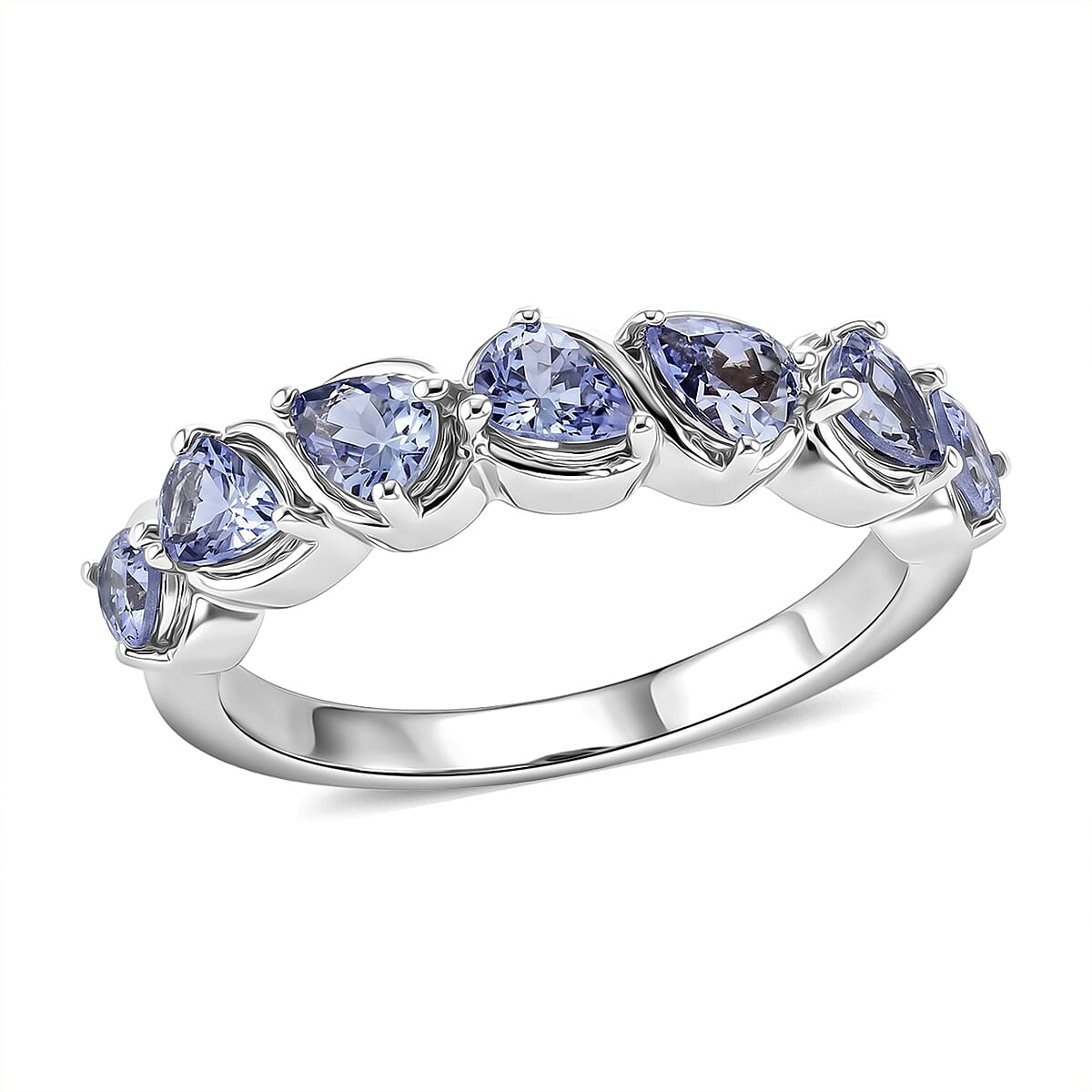 EverTrue Green Blue Tanzanite 1.10 ctw Band Ring in Platinum Bond (Size  6.0)