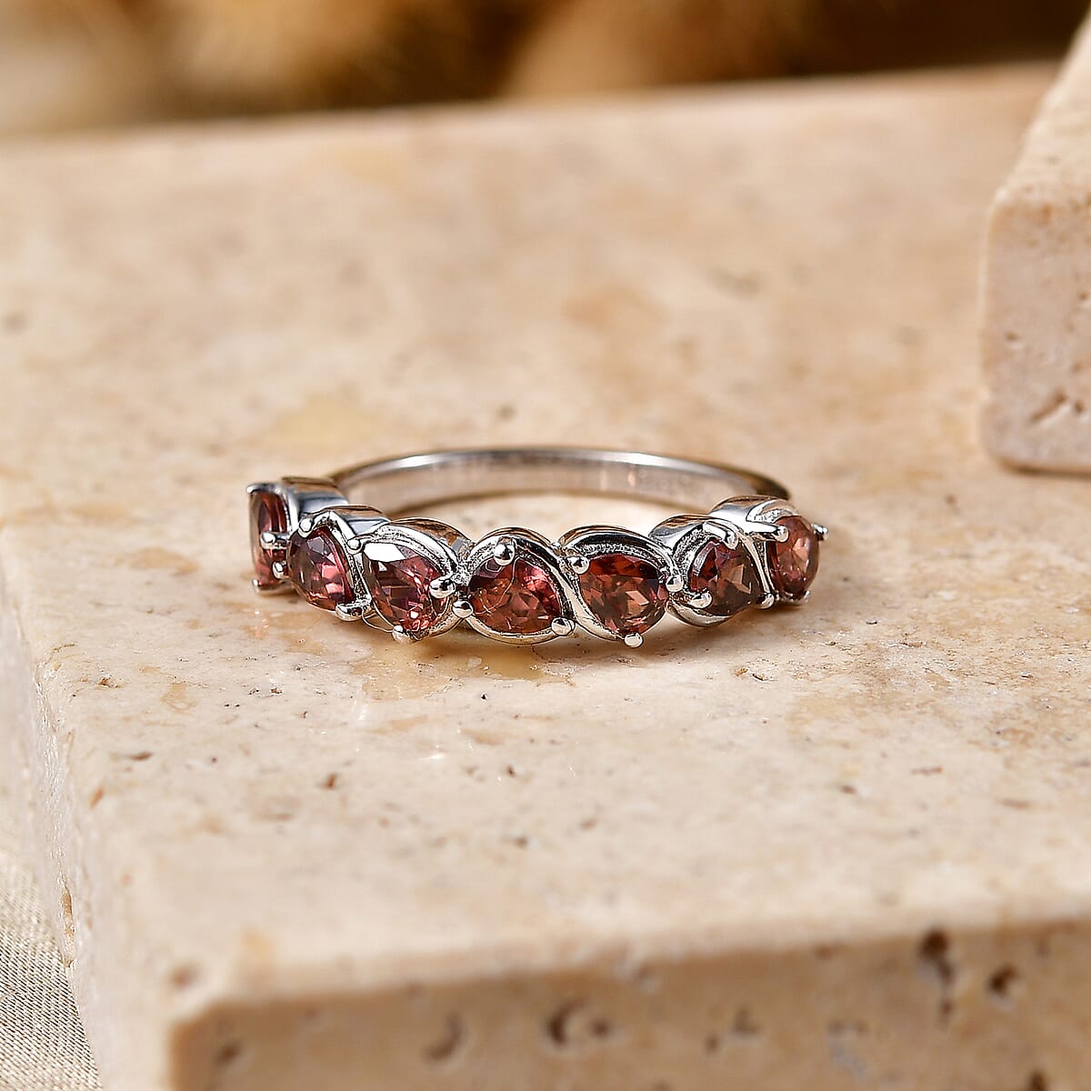 EverTrue Raspberry Zircon 1.75 ctw Band Ring in Platinum Bond (Size  9.0) image number 1