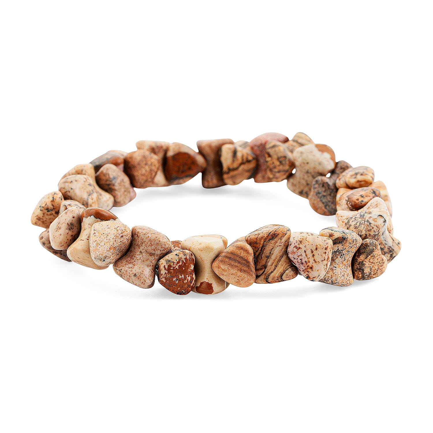 Picture Jasper 163.40 ctw Assorted Shape Beaded Bracelet (8.0 In)