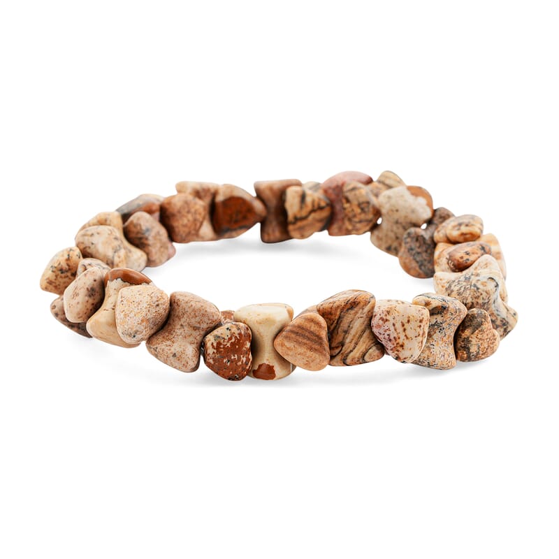 Picture Jasper 163.40 ctw Assorted Shape Beaded Bracelet (8.0 In)
