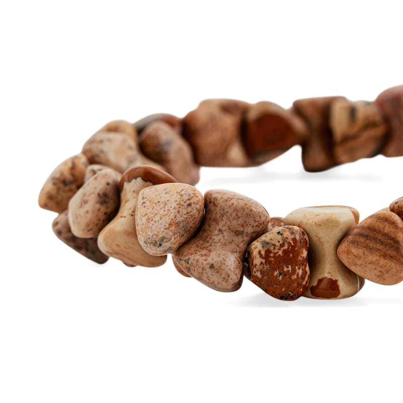 Picture Jasper 163.40 ctw Assorted Shape Beaded Bracelet (8.0 In)