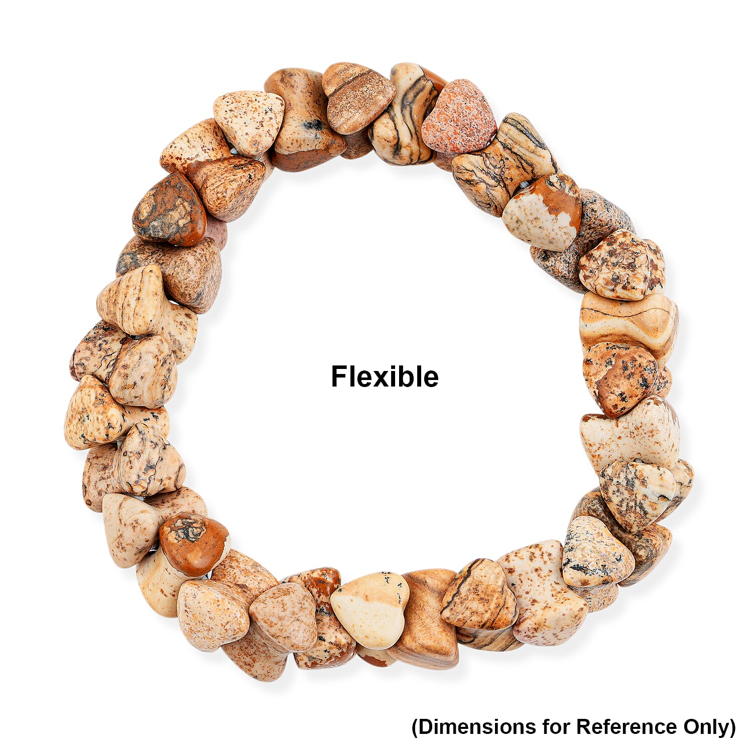 Picture Jasper 163.40 ctw Assorted Shape Beaded Bracelet (8.0 In)