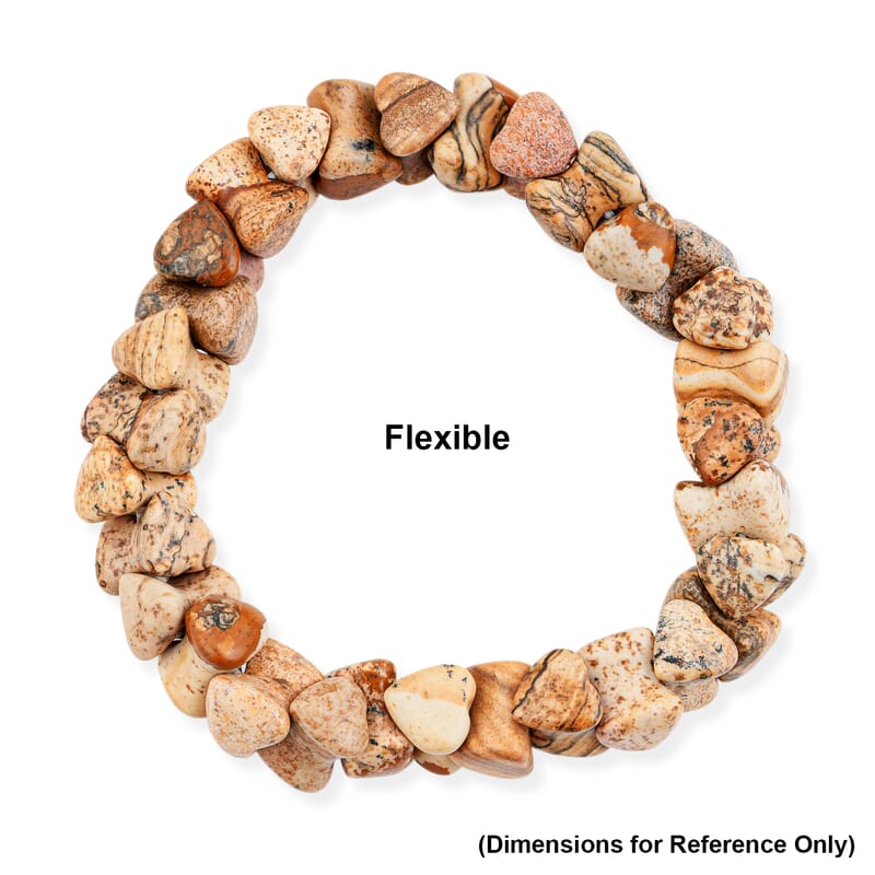 Picture Jasper 163.40 ctw Assorted Shape Beaded Bracelet (8.0 In)