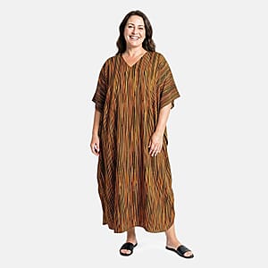 Winlar Gold and Black Print Long Kaftan