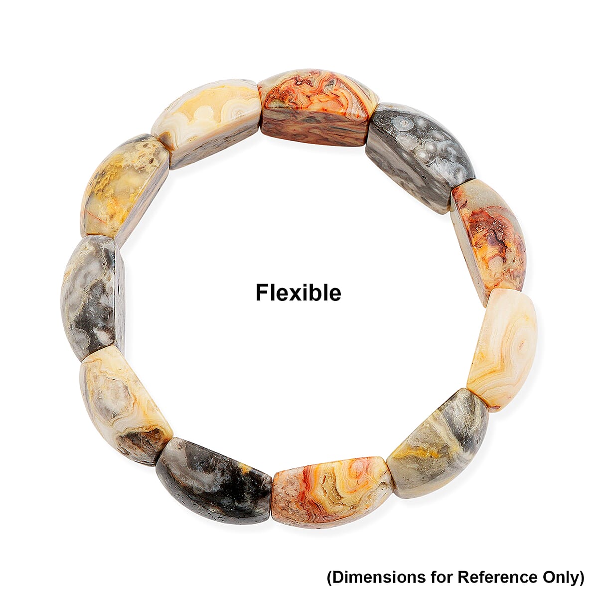 Fancy Crazy Lace Agate 298.90 ctw Beaded Elastic Bracelet (8.0 In) image number 4