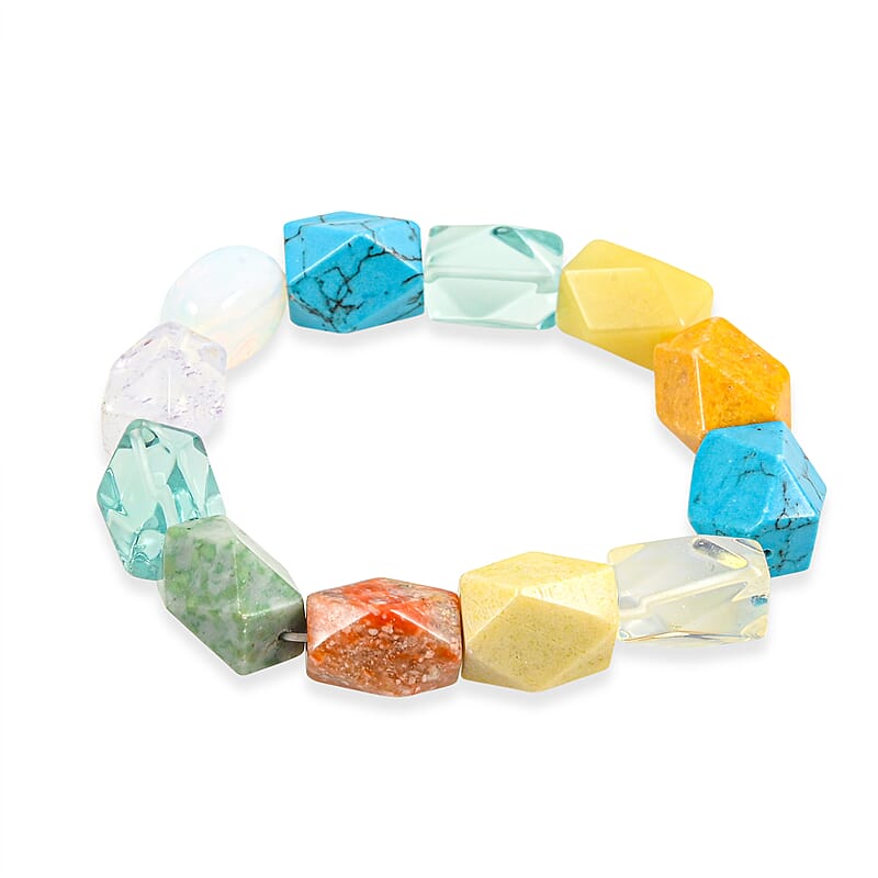 Multi Gemstone 185.30 ctw Beaded Bracelet (7.0 In)