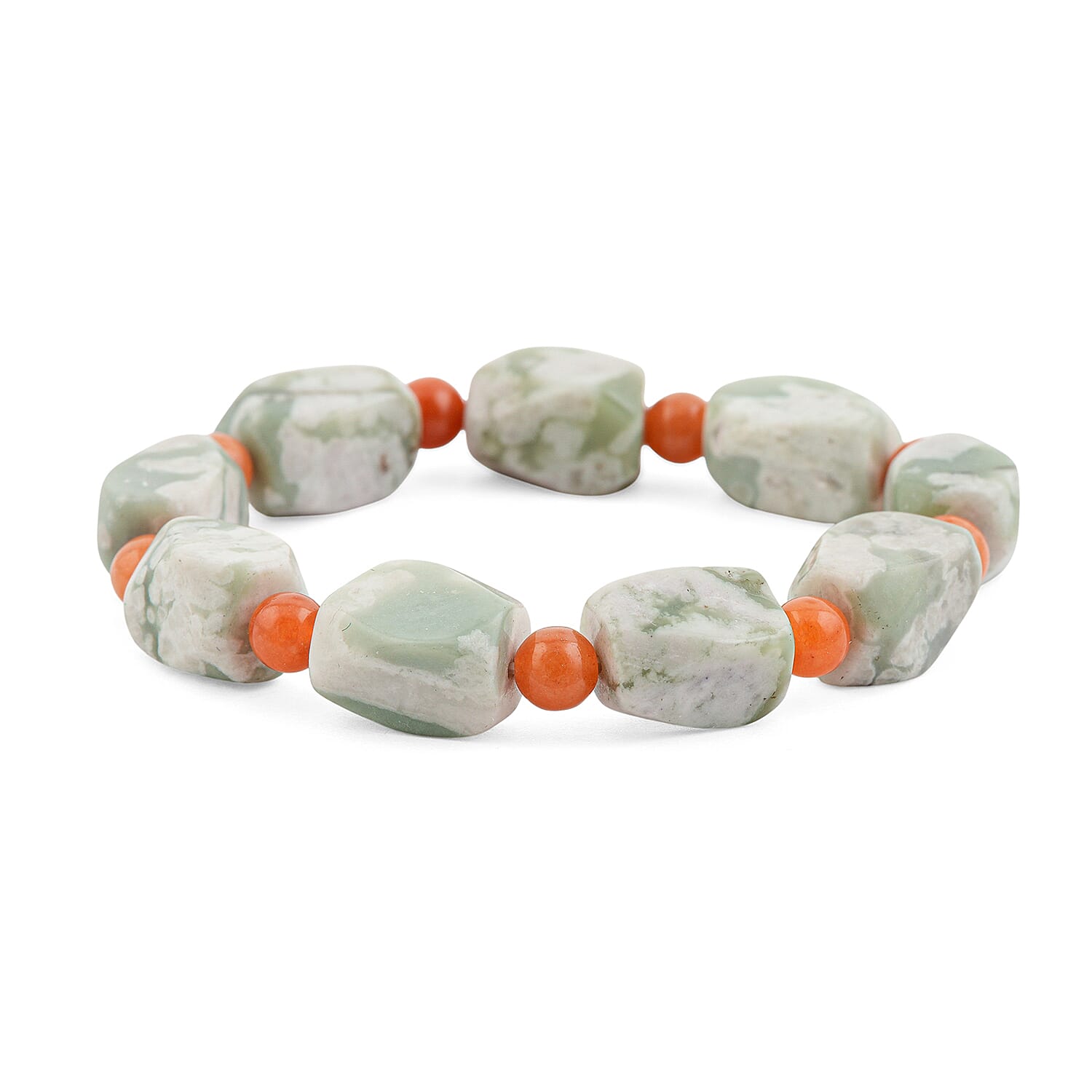 Peace Jasper and Red Aventurine 184.15 ctw Beaded Bracelet (7.0 In)