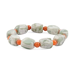 Peace Jasper and Red Aventurine 184.15 ctw Beaded Bracelet (7.0 In)