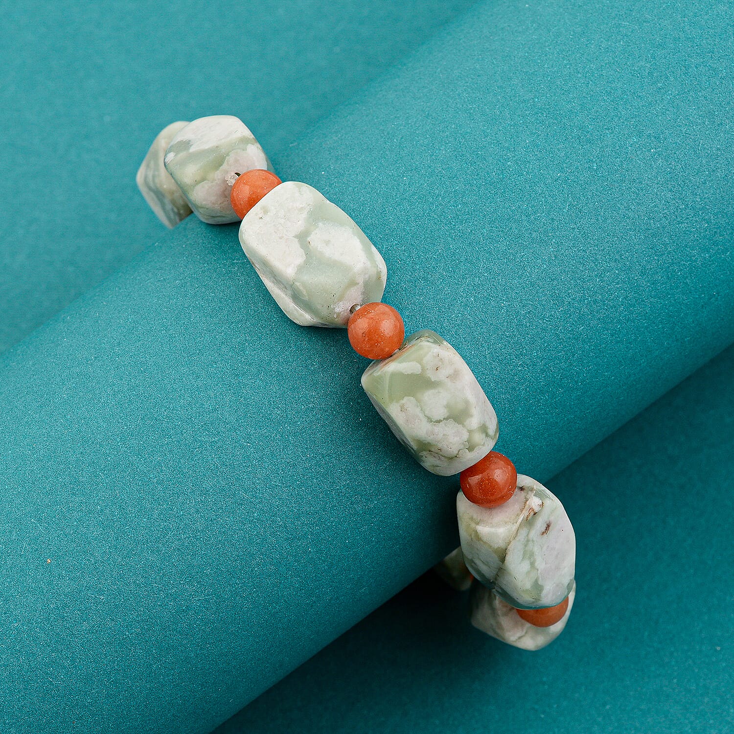 Peace Jasper and Red Aventurine 184.15 ctw Beaded Bracelet (7.0 In)