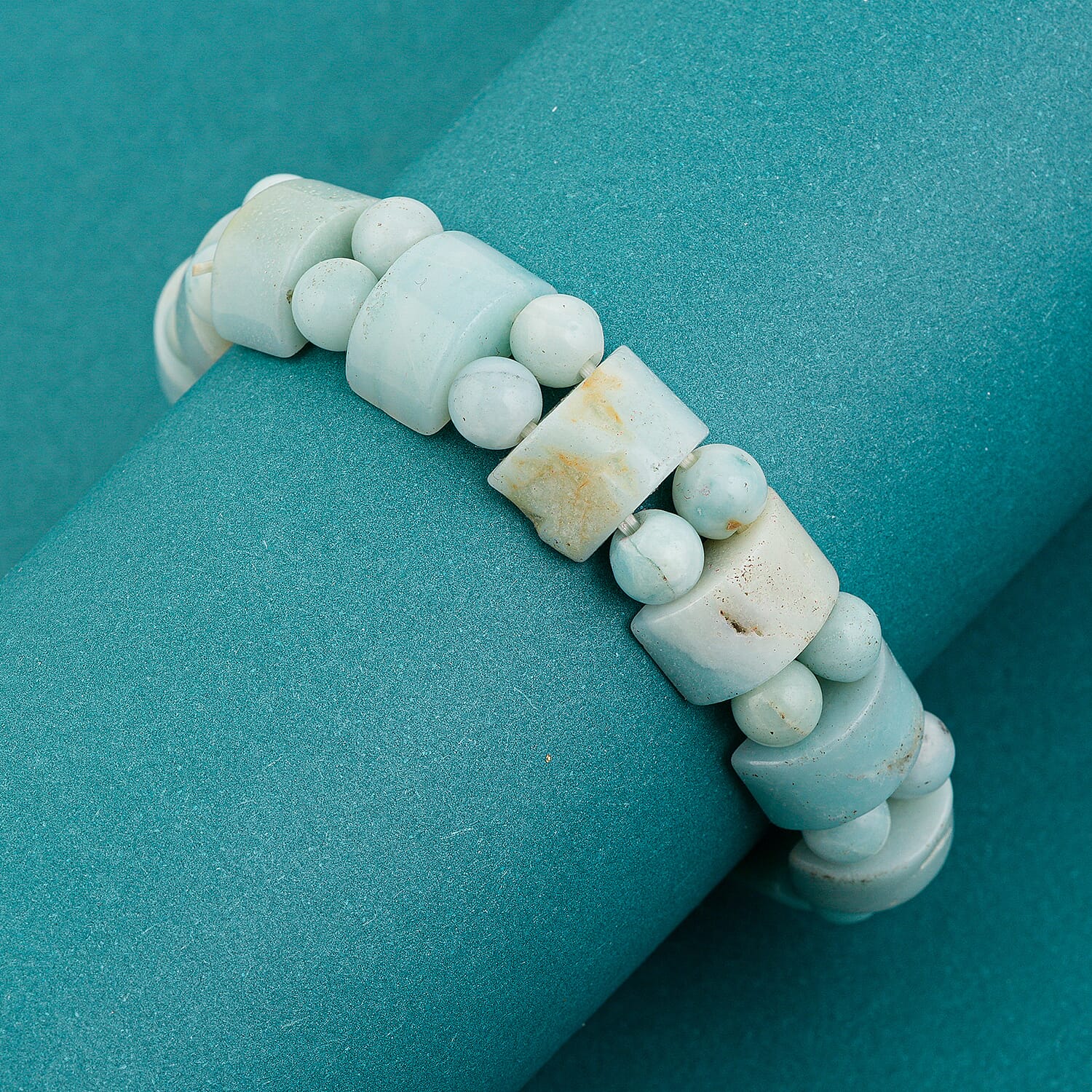 Amazonite 124.20 ctw Tanker Beaded Bracelet (7.0 In)