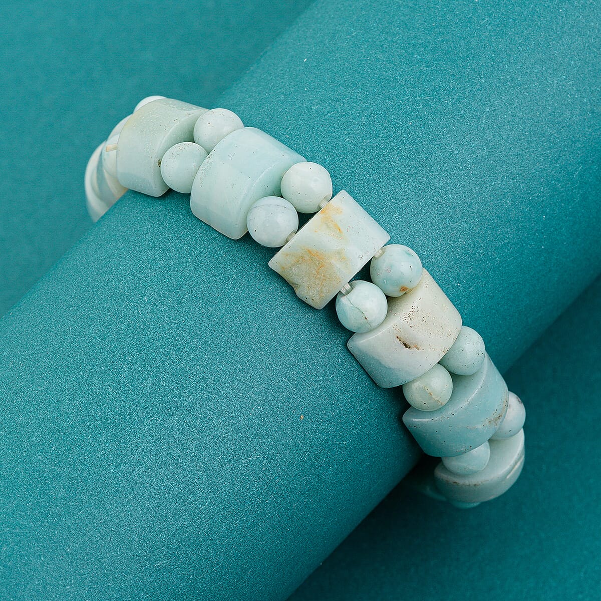 Amazonite 124.20 ctw Tanker Beaded Bracelet (7.0 In) image number 1