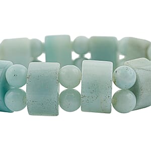 Amazonite 124.20 ctw Tanker Beaded Bracelet (7.0 In)