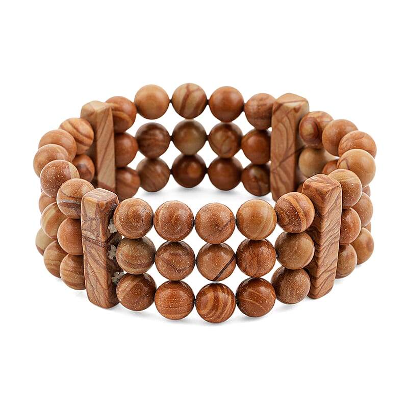Scene Jasper 261.70 ctw Beaded Bracelet (7.0 In)