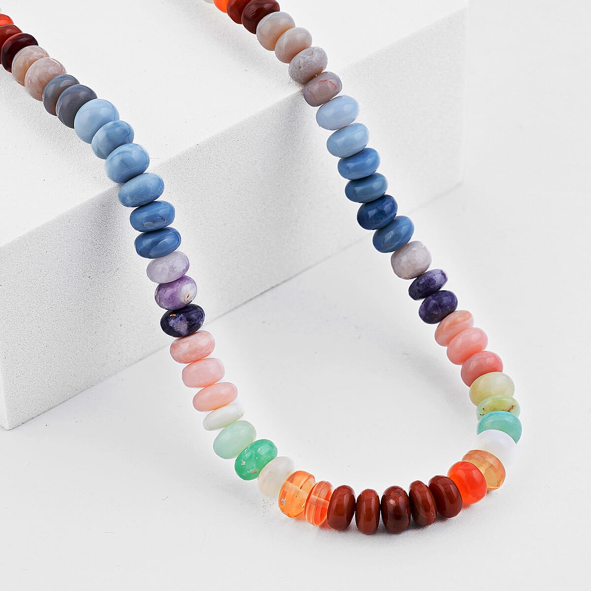 D'Joy Premium Multi Opal 150.00 ctw Beaded Necklace in 14K Yellow Gold Over Sterling Silver (18-20 Inches) image number 0
