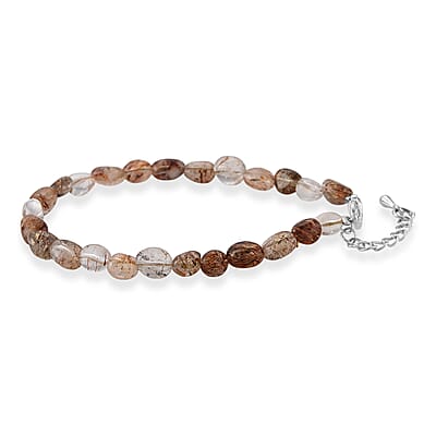 Super Blackgold Quartz 20.00 ctw Beaded Stretch Bracelet in Silvertone (6.50-7.50In)