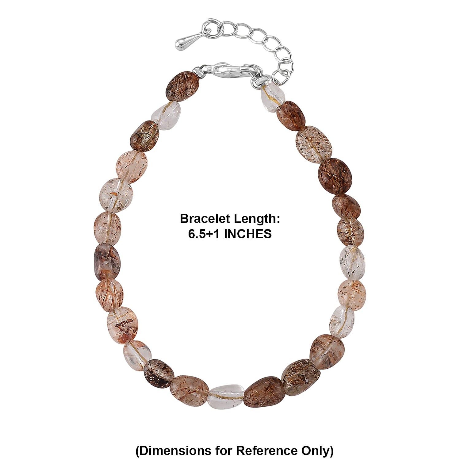 Super Blackgold Quartz 20.00 ctw Beaded Stretch Bracelet in Silvertone (6.50-7.50In)