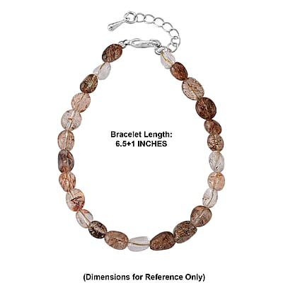 Super Blackgold Quartz 20.00 ctw Beaded Stretch Bracelet in Silvertone (6.50-7.50In)