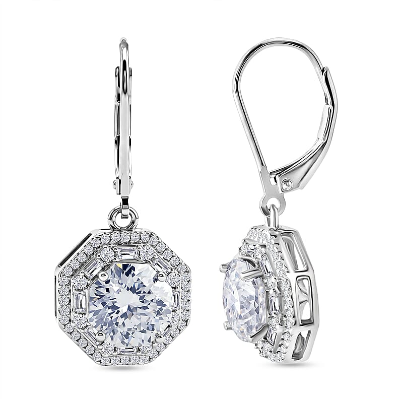 D'Joy 161 Facets Moissanite 4.30 ctw Vintage European Engagement Earrings in Rhodium Over Sterling Silver