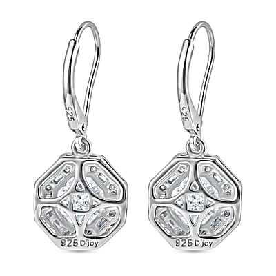 D'Joy 161 Facets Moissanite 4.30 ctw Vintage European Engagement Earrings in Rhodium Over Sterling Silver