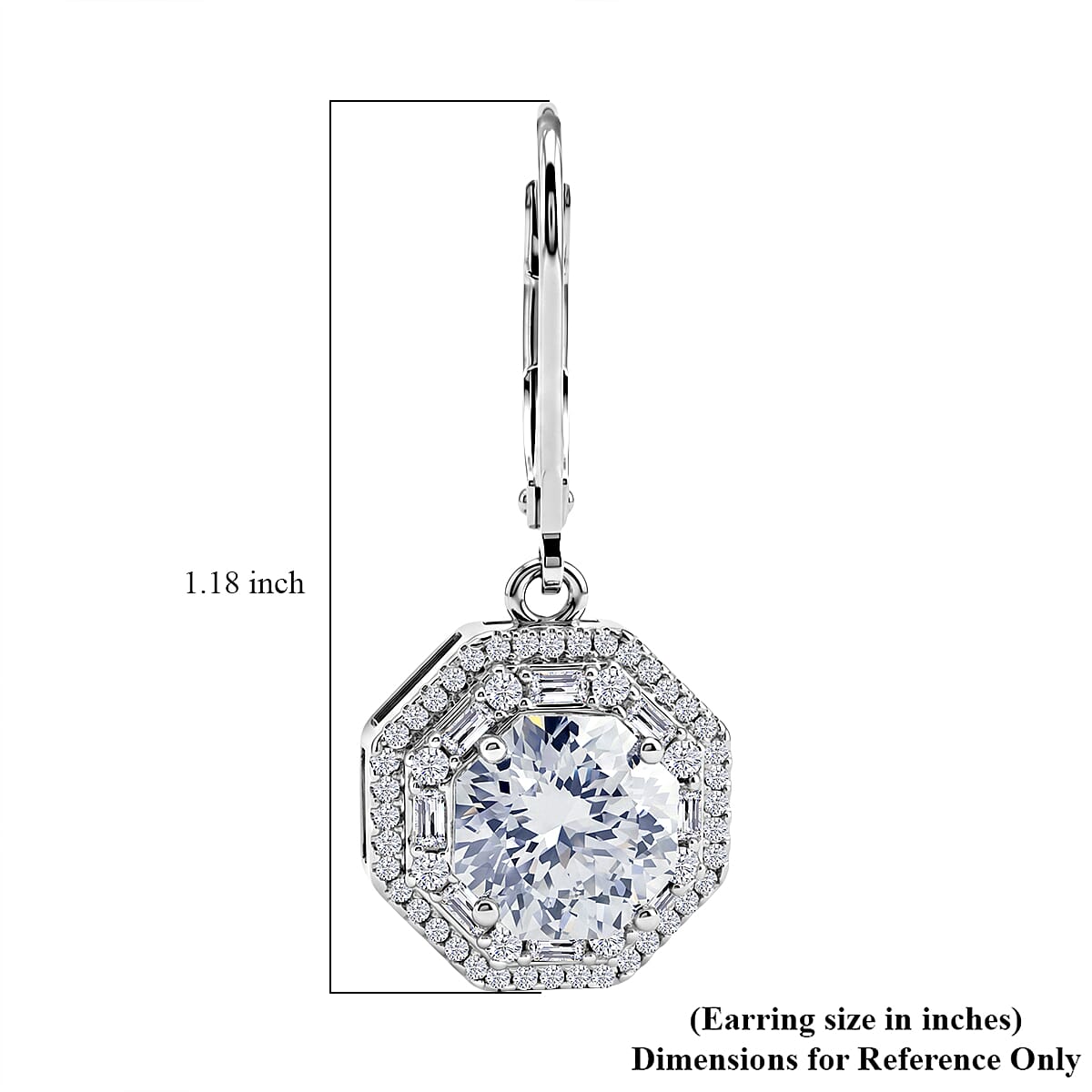 D'Joy Portuguese Cut 161 Facets Moissanite 4.30 ctw Earrings in Rhodium Over Sterling Silver image number 5
