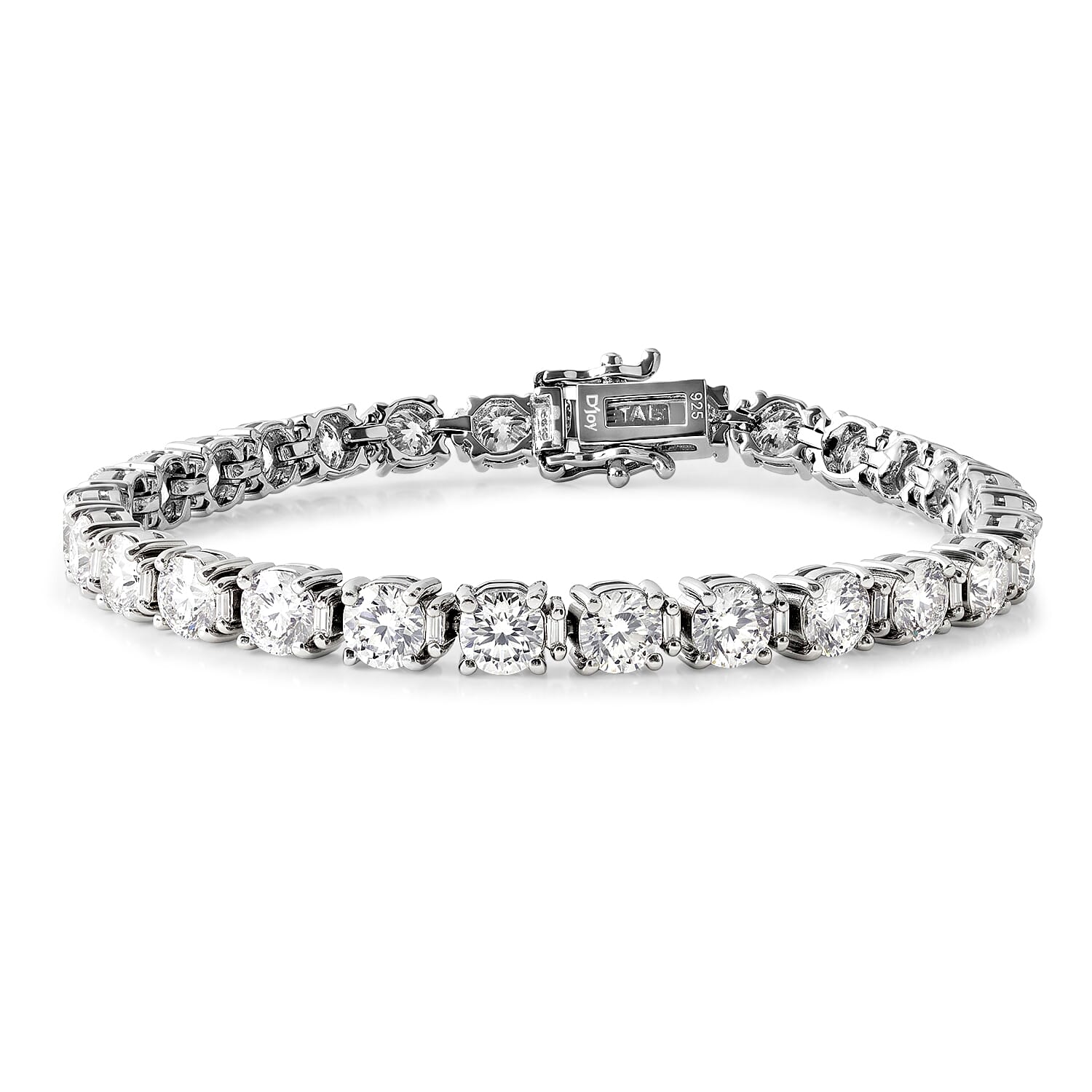 D'Joy 161 Facets Moissanite 15.00 ctw Vintage European Engagement Bracelet in Rhodium Over Sterling Silver (6.50 In)