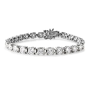 D'Joy Portuguese Cut 161 Facets Moissanite 15.00 ctw Bracelet in Rhodium Over Sterling Silver (6.50 In)
