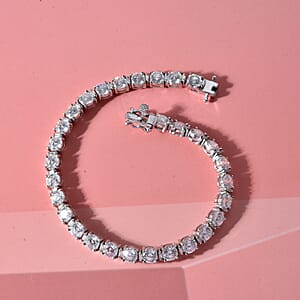 D'Joy Portuguese Cut 161 Facets Moissanite 15.00 ctw Bracelet in Rhodium Over Sterling Silver (6.50 In)