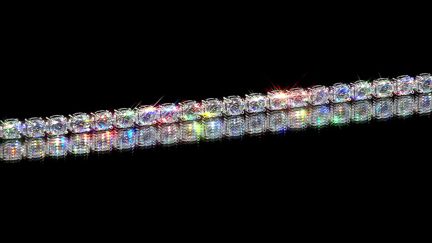 D'Joy Portuguese Cut 161 Facets Moissanite (Octillion 5mm) Bracelet in Rhodium Over Sterling Silver (6.50 In) 13.80 ctw