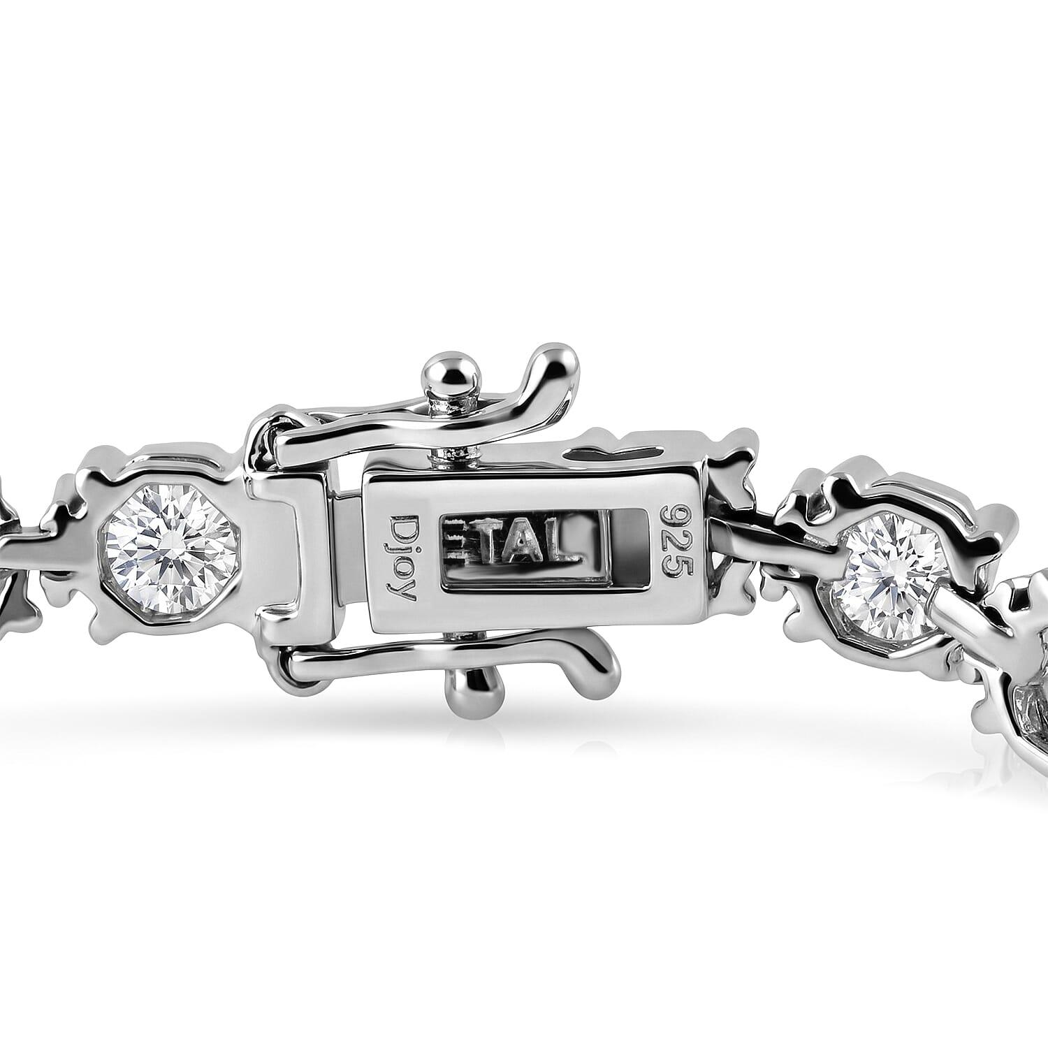 D'Joy 161 Facets Moissanite 15.00 ctw Vintage European Engagement Bracelet in Rhodium Over Sterling Silver (6.50 In)