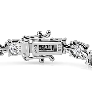 D'Joy Portuguese Cut 161 Facets Moissanite 15.00 ctw Bracelet in Rhodium Over Sterling Silver (6.50 In)
