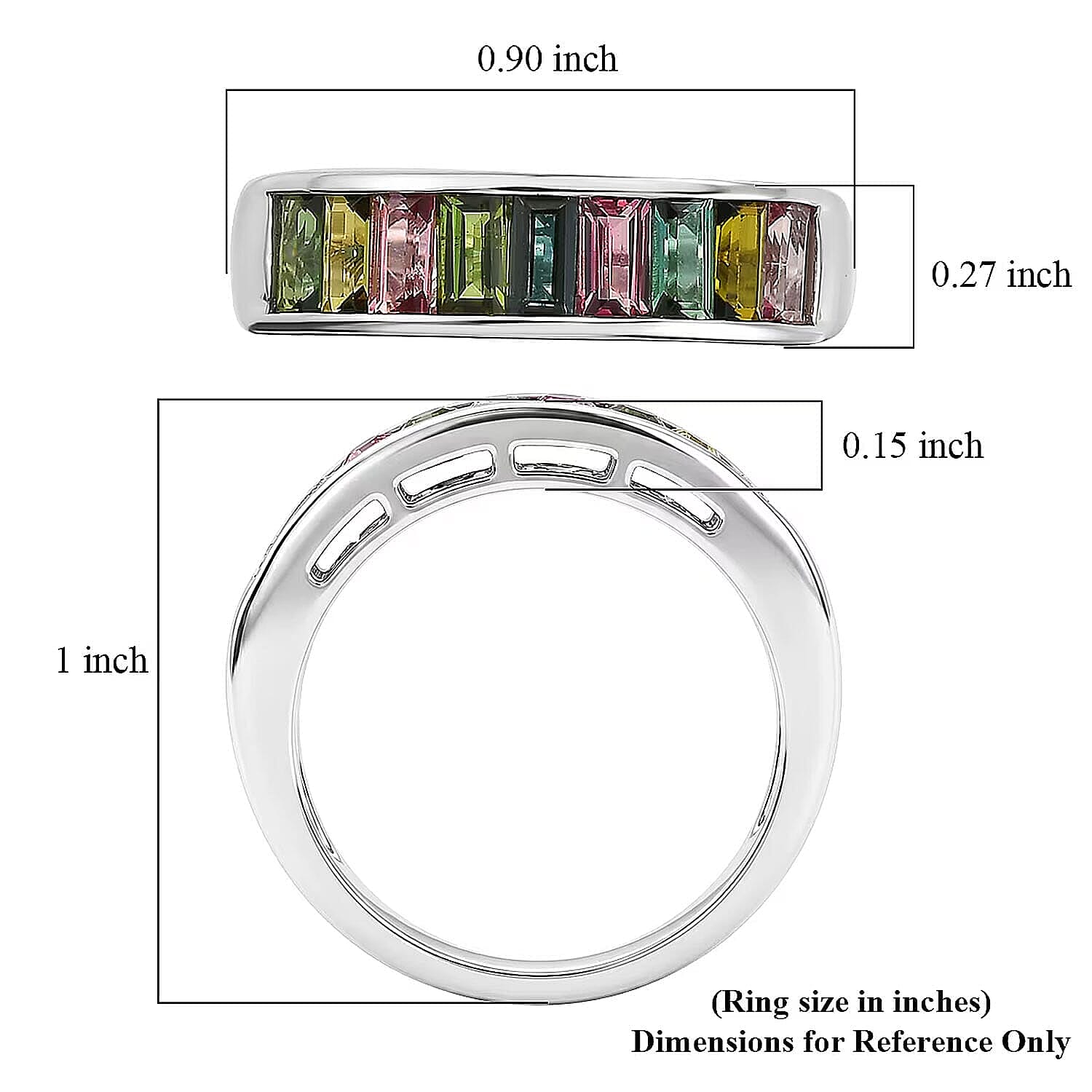 Luxoro 10K White Gold AAA Multi-Tourmaline Royal Mosaic Elegance Ring (Size 5.0) 1.90 ctw