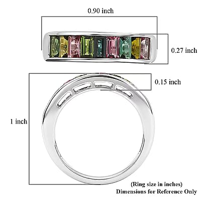 Luxoro AAA Multi-Tourmaline 1.90 ctw Royal Mosaic Elegance Ring in 10K White Gold (Size  5.0)