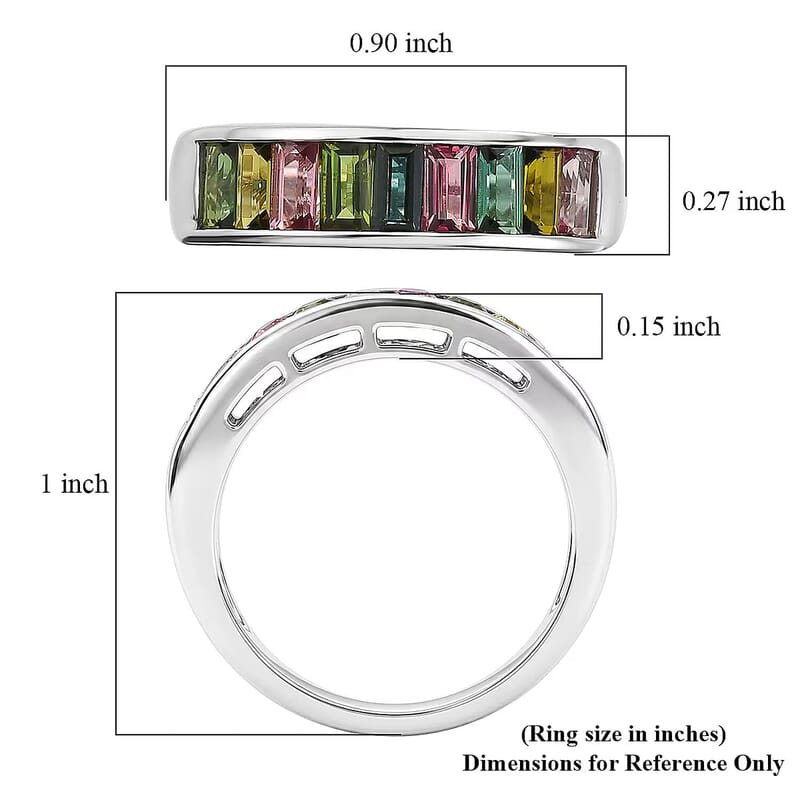 Luxoro AAA Multi-Tourmaline 1.90 ctw Royal Mosaic Elegance Ring in 10K White Gold (Size 6.0)