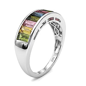 Luxoro AAA Multi-Tourmaline 1.90 ctw Royal Mosaic Elegance Ring in 10K White Gold (Size  9.0)