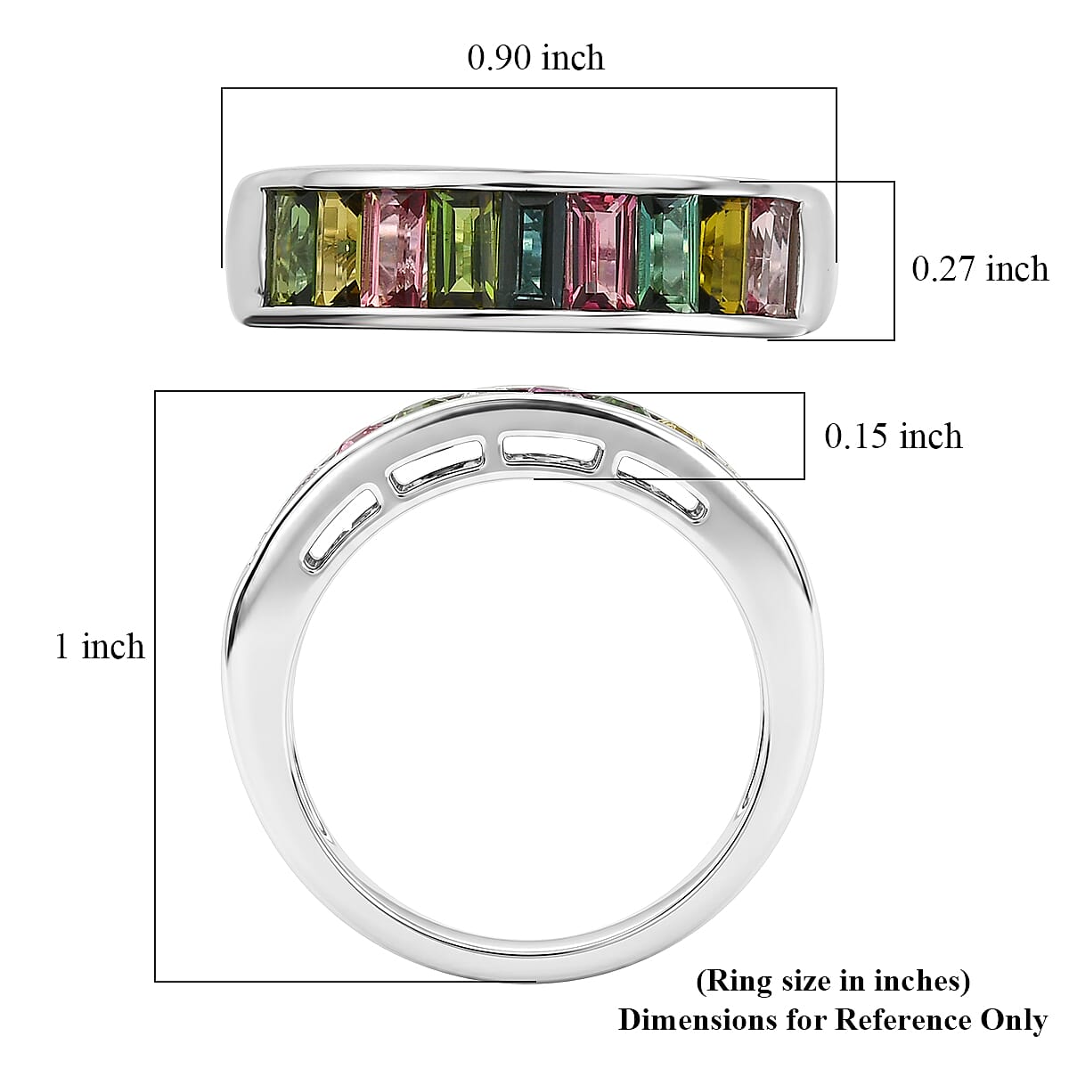 Luxoro AAA Multi-Tourmaline 1.90 ctw Royal Mosaic Elegance Ring in 10K White Gold (Size  9.0) image number 5