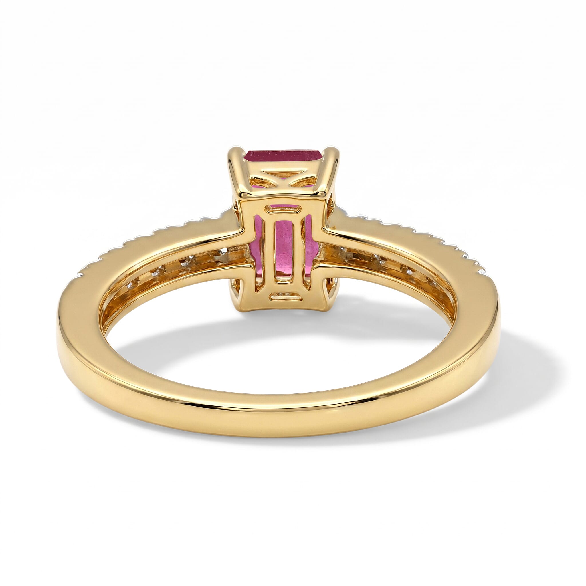 D'Joy Niassa Ruby (FF) and White Zircon 1.60 ctw Ring in 18K Vermeil Yellow Gold Over Sterling Silver (Size 7.0)