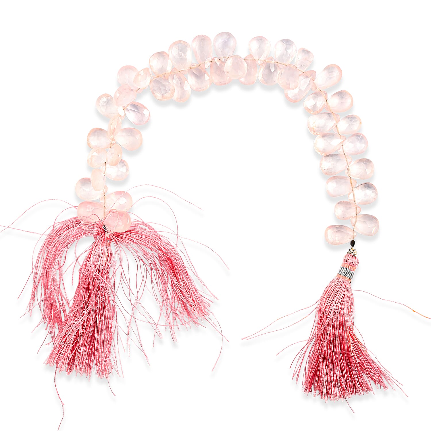 GCS Drop Galilea Rose Quartz Beaded Strand (7.25 In) 60.00 ctw