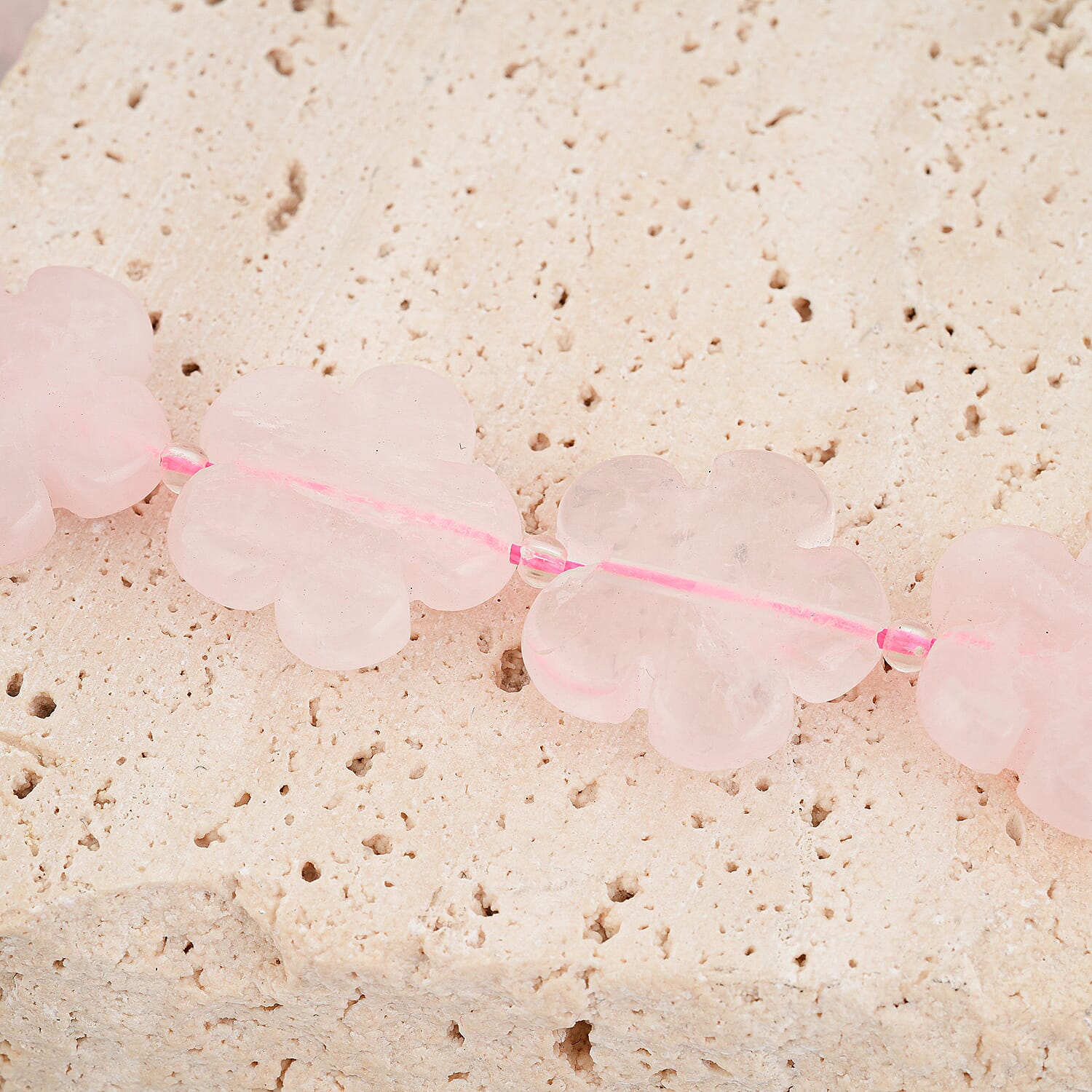 GCS Flower Galilea Rose Quartz Beaded Strand (16.5 Inches) 339.65 ctw
