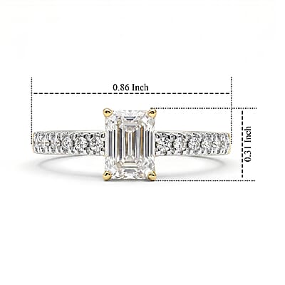 D'Joy Moissanite 1.20 ctw Ring in 18K Vermeil Yellow Gold Over Sterling Silver (Size 6.0)