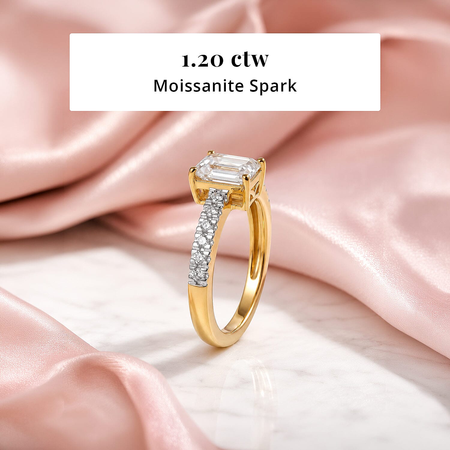 D'Joy Moissanite 1.20 ctw Ring in 18K Vermeil Yellow Gold Over Sterling Silver (Size 7.0)