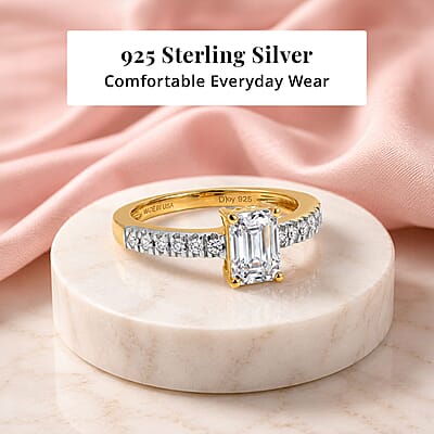 D'Joy Moissanite 1.20 ctw Ring in 18K Vermeil Yellow Gold Over Sterling Silver (Size 7.0)