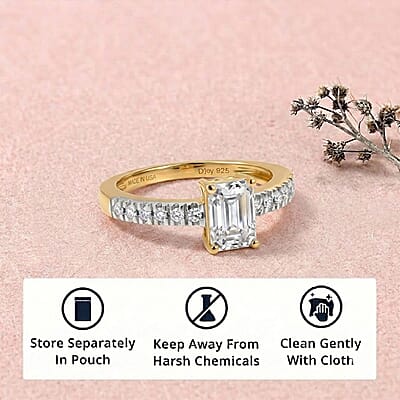 D'Joy Moissanite 1.20 ctw Ring in 18K Vermeil Yellow Gold Over Sterling Silver (Size 7.0)