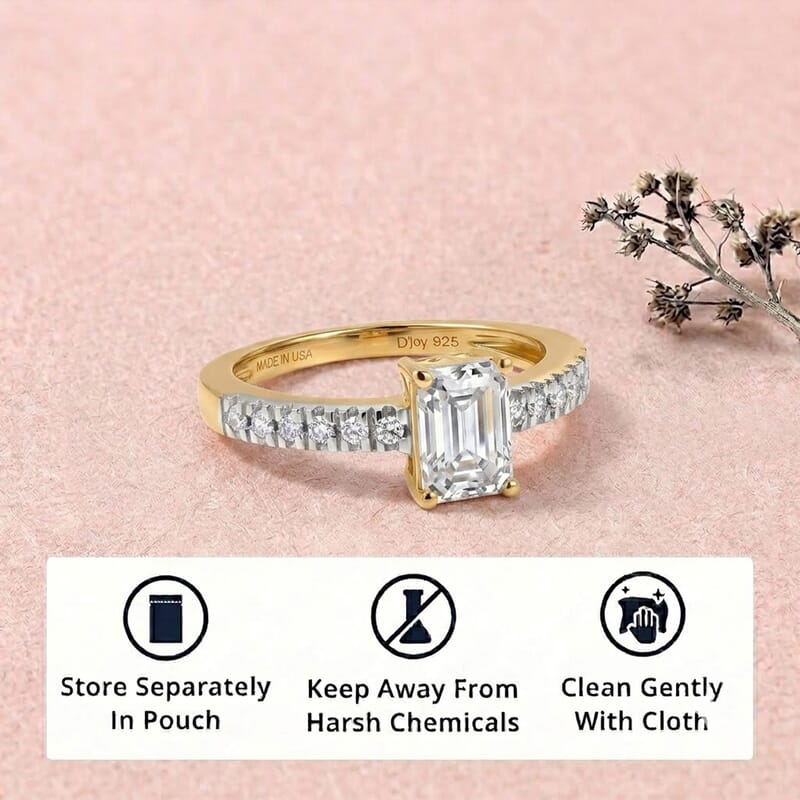 D'Joy Moissanite 1.20 ctw Ring in 18K Vermeil Yellow Gold Over Sterling Silver (Size 7.0)