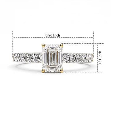 D'Joy Moissanite 1.20 ctw Ring in 18K Vermeil Yellow Gold Over Sterling Silver (Size 7.0)