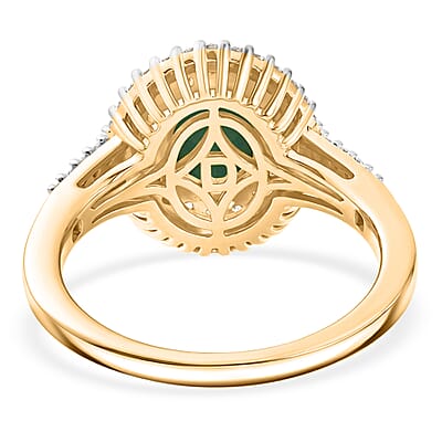 D'Joy Premium Sleeping Beauty Turquoise and Multi Gemstone 1.50 ctw Royal Halo Ring in 18K Vermeil Yellow Gold Over Sterling Silver (Size 6.0)